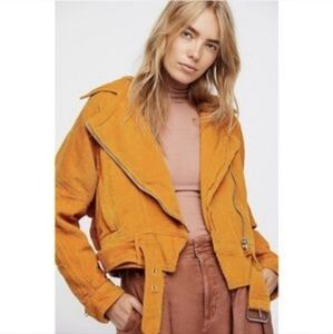FREE PEOPLE Slouchy Corduroy Moto  Belted Jacket - Large